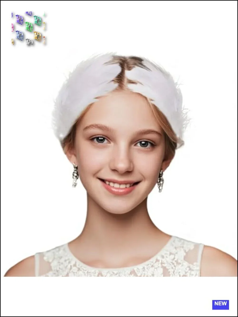 Feather Hair Clip Set with Faux Pearls for Women Wedding Prom Ballet